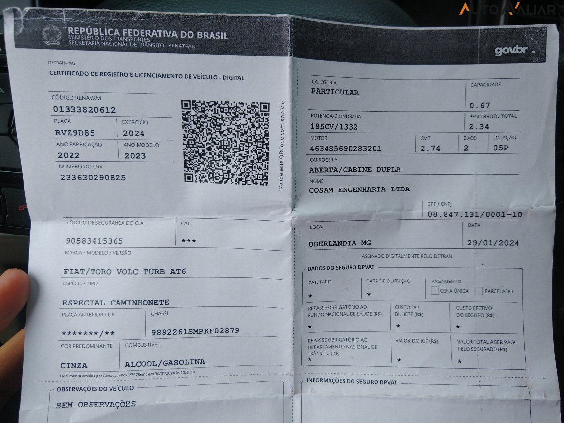 FIAT TORO 1.3 TURBO 270 FLEX VOLCANO AT6