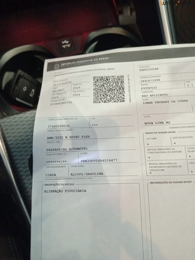 BMW 320I 2.0 16V TURBO FLEX M SPORT AUTOMÁTICO