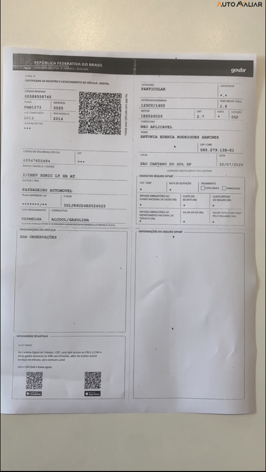 CHEVROLET SONIC 1.6 LT 16V FLEX 4P AUTOMATICO