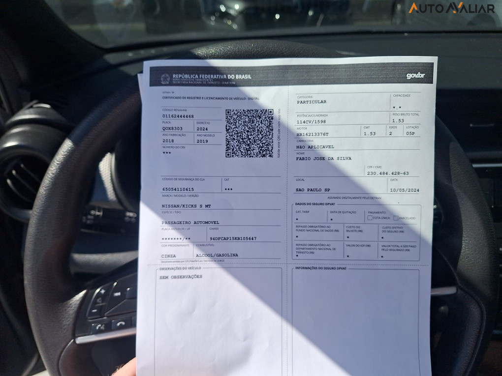 NISSAN KICKS 1.6 16V FLEXSTART S 4P MANUAL