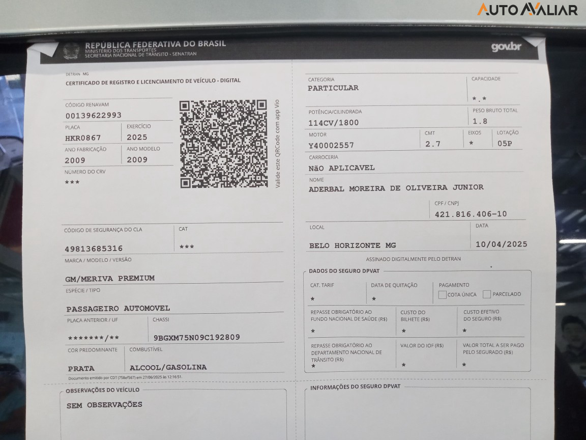 CHEVROLET MERIVA 1.8 MPFI PREMIUM 8V FLEX 4P AUTOMATIZADO