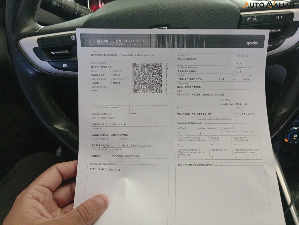 CHEVROLET ONIX 1.0 TURBO FLEX PLUS PREMIER MIDNIGHT AUTOMATICO