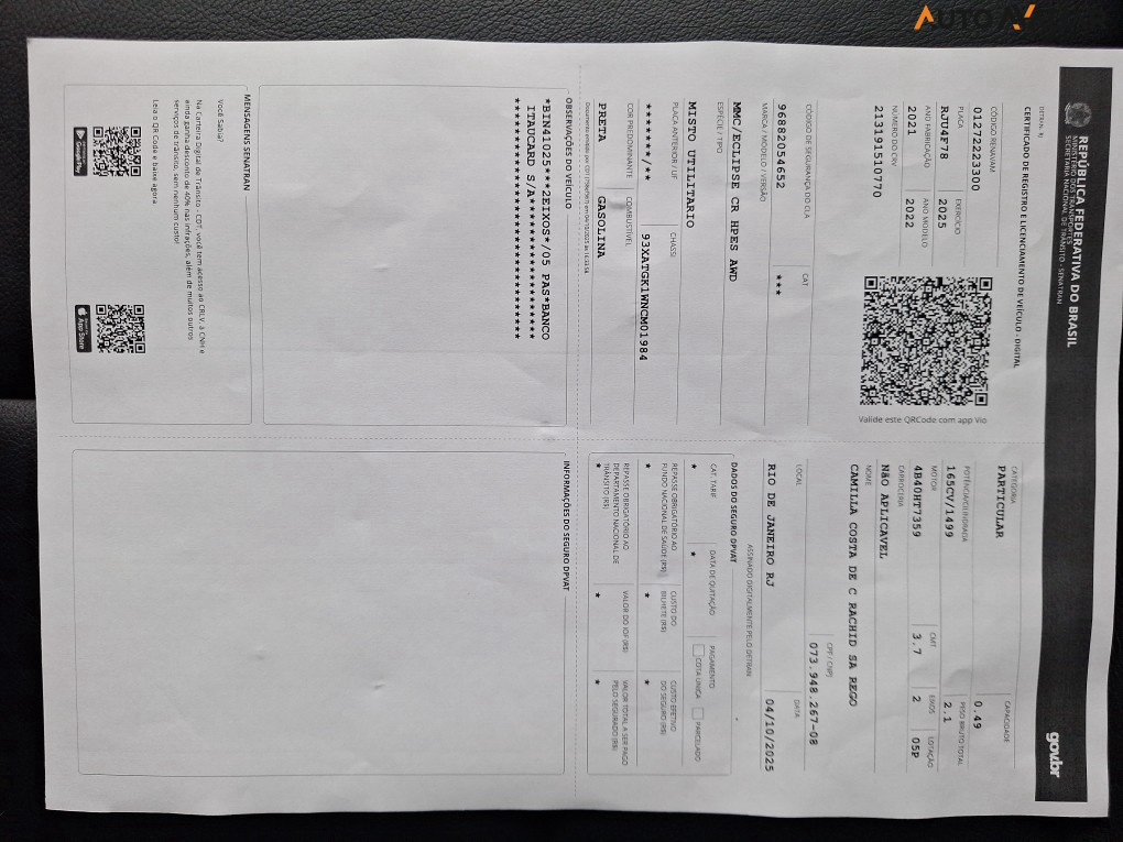 MITSUBISHI ECLIPSE CROSS 1.5 MIVEC TURBO GASOLINA HPE CVT