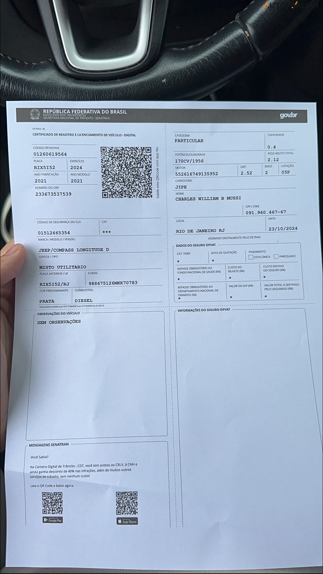 JEEP COMPASS 2.0 16V DIESEL LONGITUDE 4X4 AUTOMATICO
