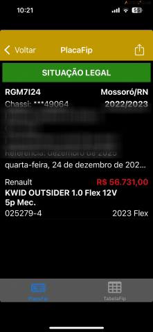 RENAULT KWID 1.0 12V SCE FLEX OUTSIDER MANUAL