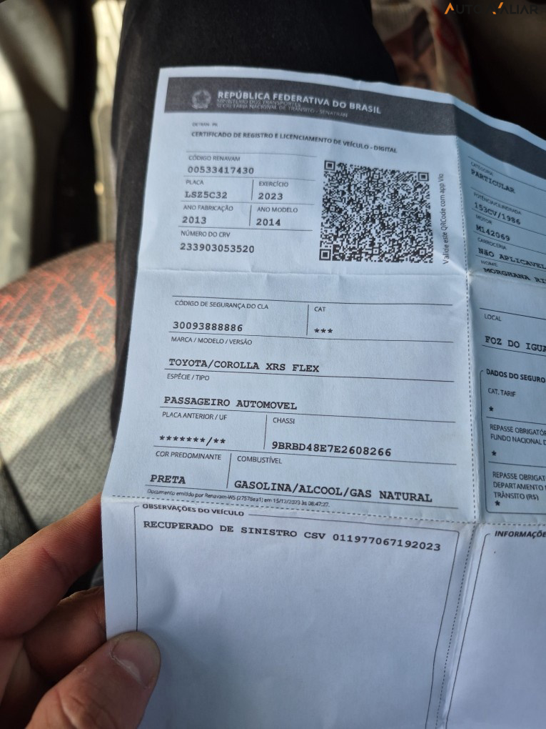 TOYOTA COROLLA 2.0 XRS 16V FLEX 4P AUTOMATICO