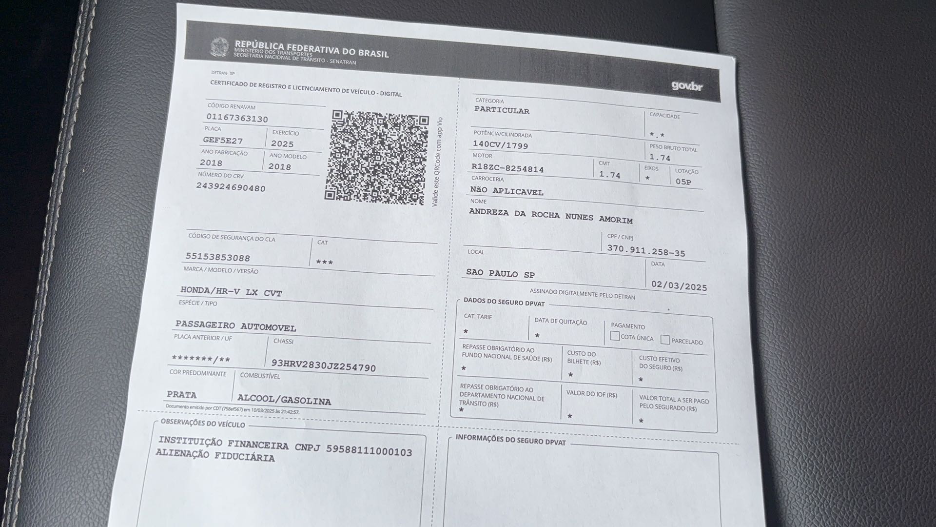 HONDA HR-V 1.8 16V FLEX LX 4P AUTOMATICO