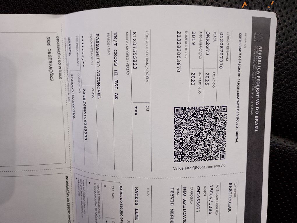 VOLKSWAGEN T-CROSS 1.4 250 TSI TOTAL FLEX HIGHLINE AUTOMATICO