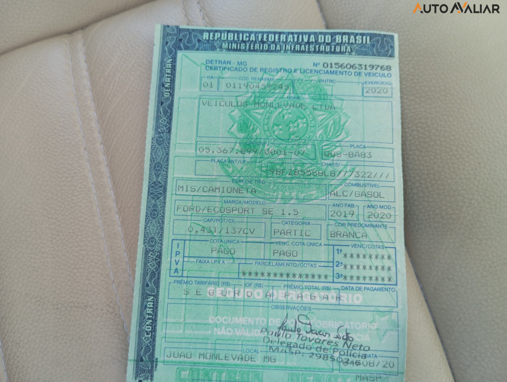 FORD ECOSPORT 1.5 TI-VCT FLEX SE MANUAL