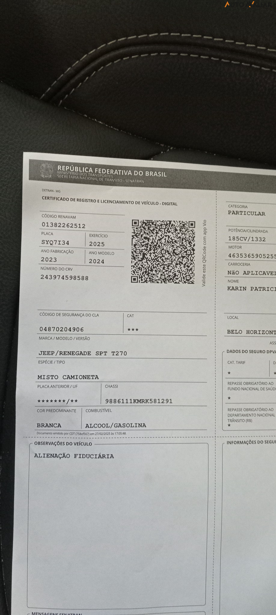 JEEP RENEGADE 1.3 T270 TURBO FLEX SPORT AT6