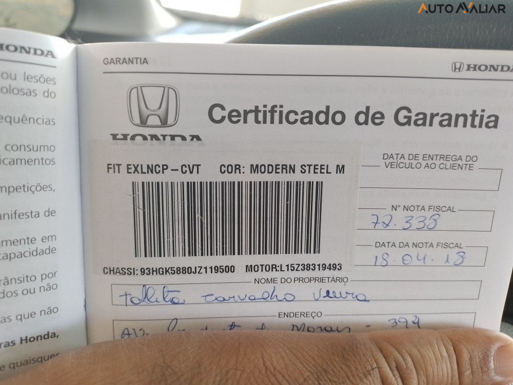 HONDA FIT 1.5 EXL 16V FLEX 4P AUTOMATICO