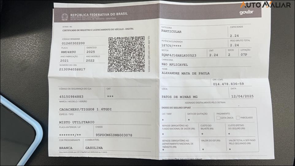 CHERY TIGGO 8 1.6 TGDI GASOLINA TXS DCT
