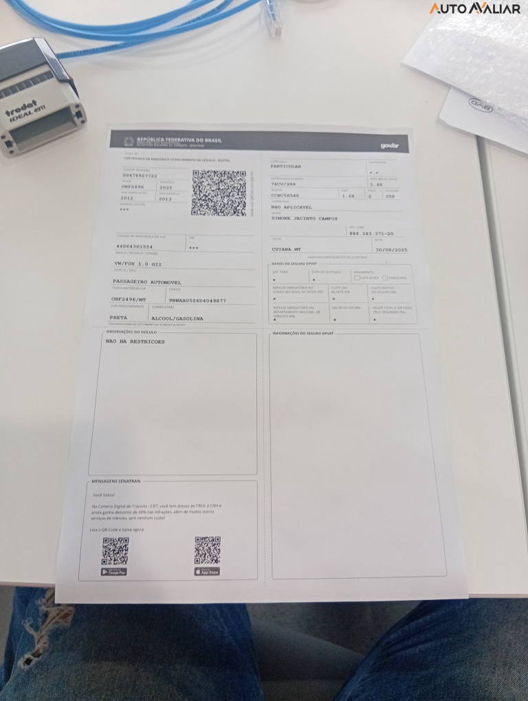 VOLKSWAGEN FOX 1.0 MI 8V FLEX 4P MANUAL