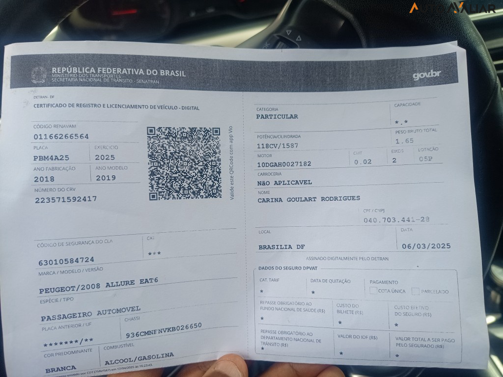 PEUGEOT 2008 1.6 16V FLEX ALLURE 4P AUTOMATICO