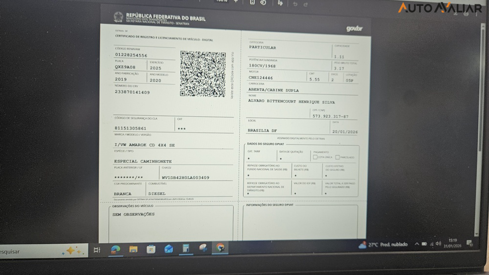 VOLKSWAGEN AMAROK 2.0 SE 4X4 CD 16V TURBO INTERCOOLER DIESEL 4P MANUAL