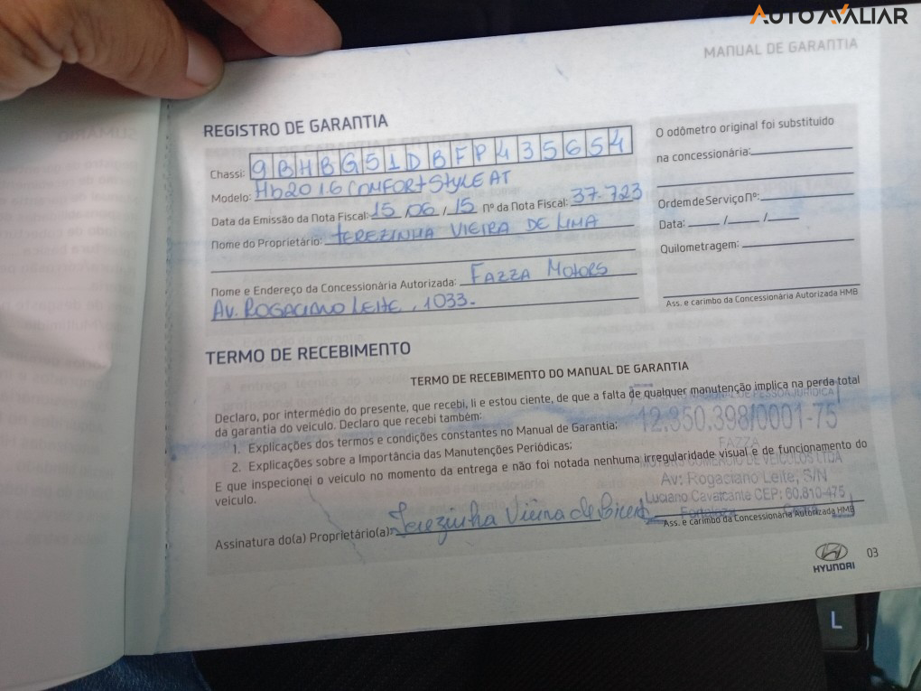 HYUNDAI HB20 1.6 COMFORT STYLE 16V FLEX 4P AUTOMATICO